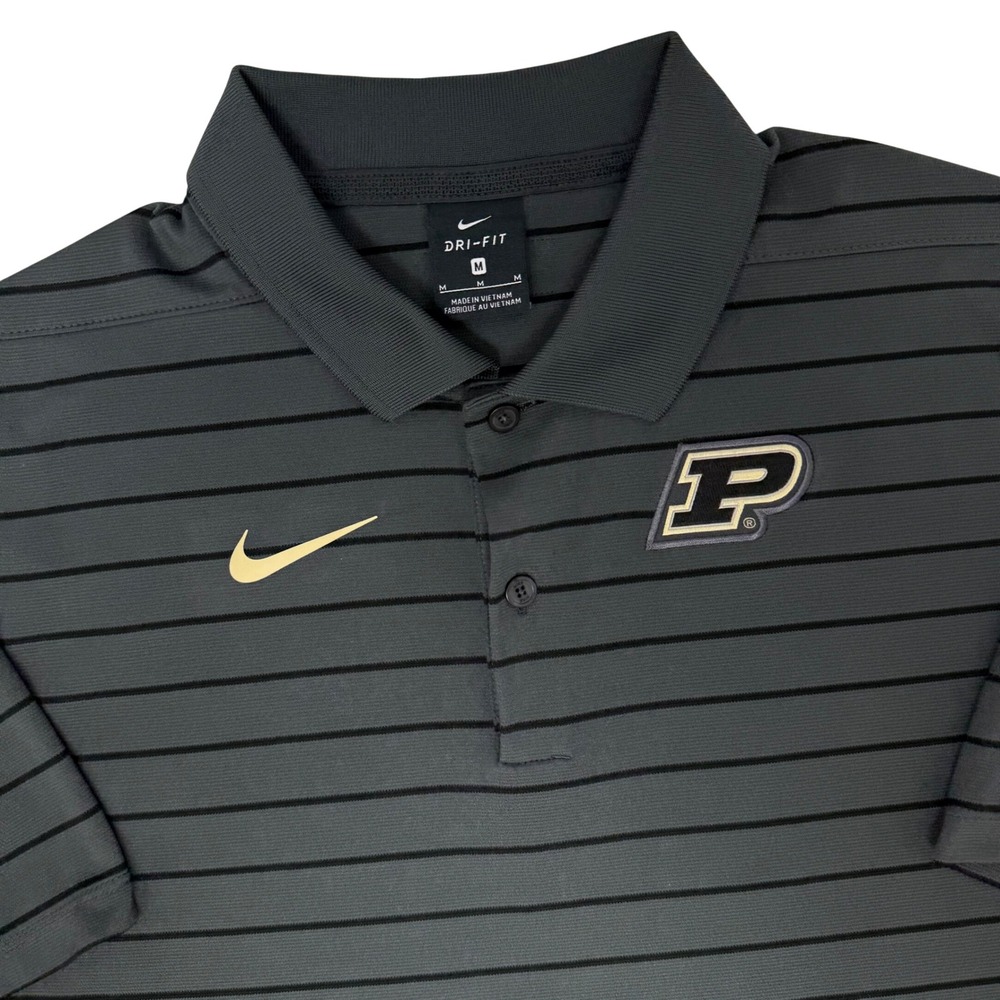 Nike Purdue Boilermakers Dri-FIT Striped Polo Shirt Mens Medium Grey DD0079-010